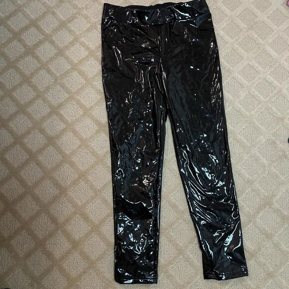Asos Women's Black Vinyl Wet Look Fleece lined Leggings - Picture 2 of 2